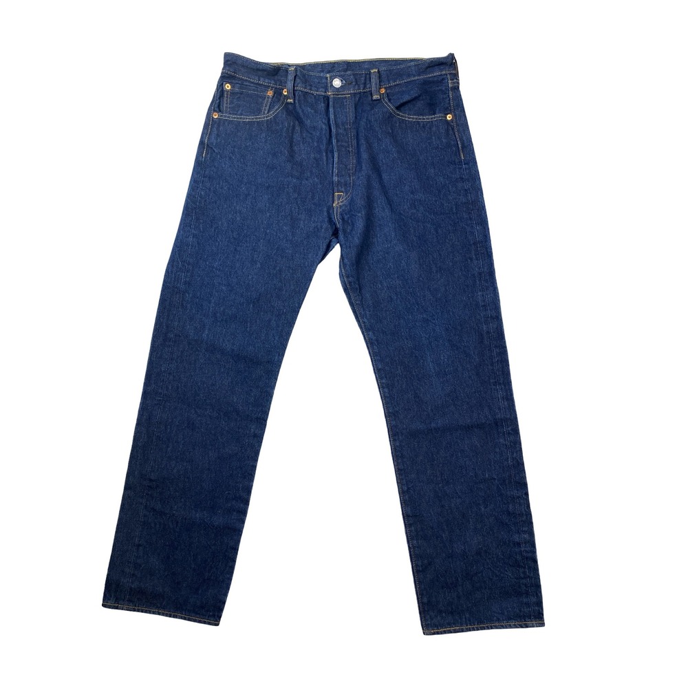 Levis 501 Original Fit Straight Leg Jeans Dark Wash Blue Mens 36x32 Button Fly